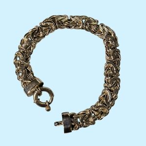 Sterling Silver Byzantine 10mm Heavy Chain Statement Bracelet